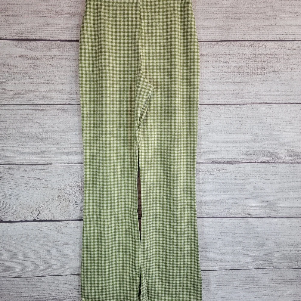 Urban Outfitters Naomi Flare Pants Green and White Checkered Size Small - Picture 4 of 6